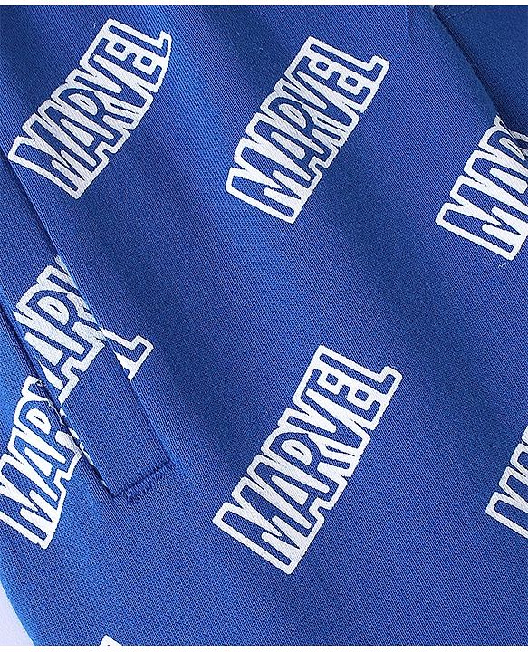 Pine Kids Marvel Cotton Looper Knit Full Length Lounge Pant Text Print - Blue