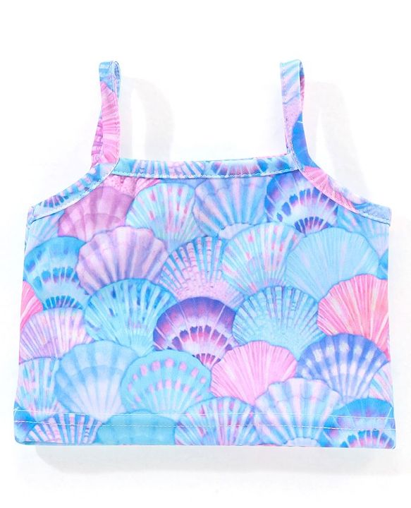 Babyhug Sleeveless Two Piece Swimsuit Shell Print - Multicolour