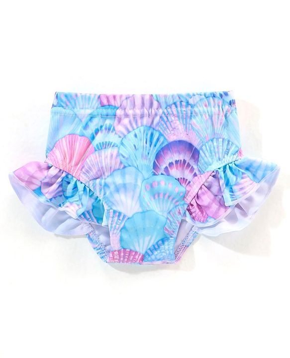 Babyhug Sleeveless Two Piece Swimsuit Shell Print - Multicolour