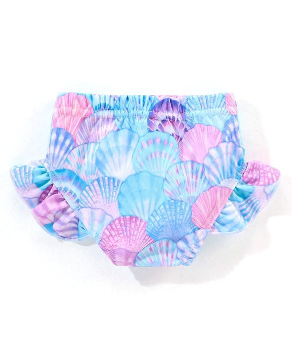 Babyhug Sleeveless Two Piece Swimsuit Shell Print - Multicolour