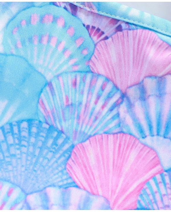 Babyhug Sleeveless Two Piece Swimsuit Shell Print - Multicolour