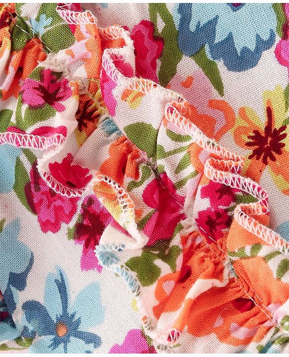 Babyhug Rayon Woven Half Sleeves Frock Floral Print - Multicolor