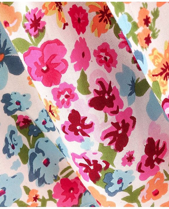 Babyhug Rayon Woven Half Sleeves Frock Floral Print - Multicolor