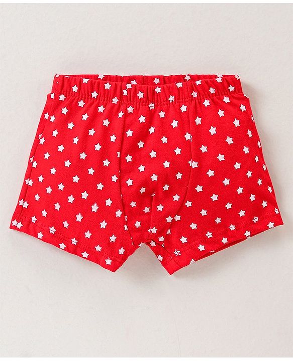 Babyhug 100% Cotton Knit Antibacterial Trunks Teddy Print Pack of 3 - Yellow Red & Blue
