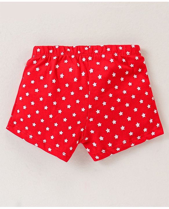 Babyhug 100% Cotton Knit Antibacterial Trunks Teddy Print Pack of 3 - Yellow Red & Blue