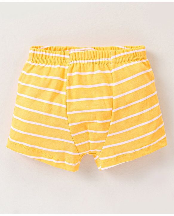 Babyhug 100% Cotton Knit Antibacterial Trunks Teddy Print Pack of 3 - Yellow Red & Blue