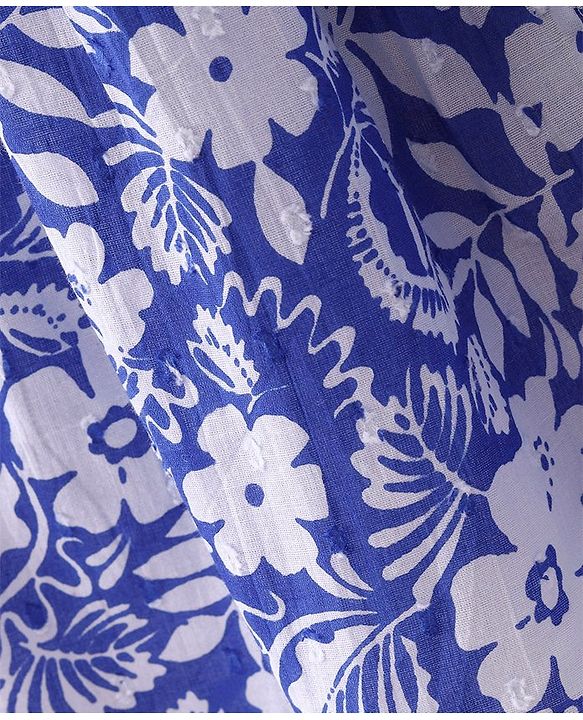 Babyhug Cotton Blend Woven Sleeveless Frock Floral Print - Blue