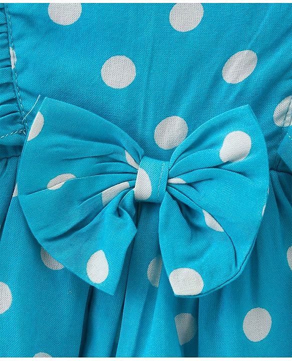 Babyhug Rayon Woven Sleeveless Frock Polka Dot Print - Blue