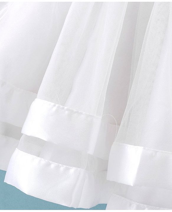 Babyhug Sleeveless Party Fit & Flare  Frock with Pearl Detailing  & Bow Applique - White
