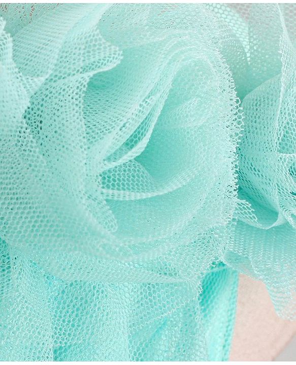 Babyhug Woven Sleeveless Party Wear Frilled Dress With Floral Applique - Mint Blue