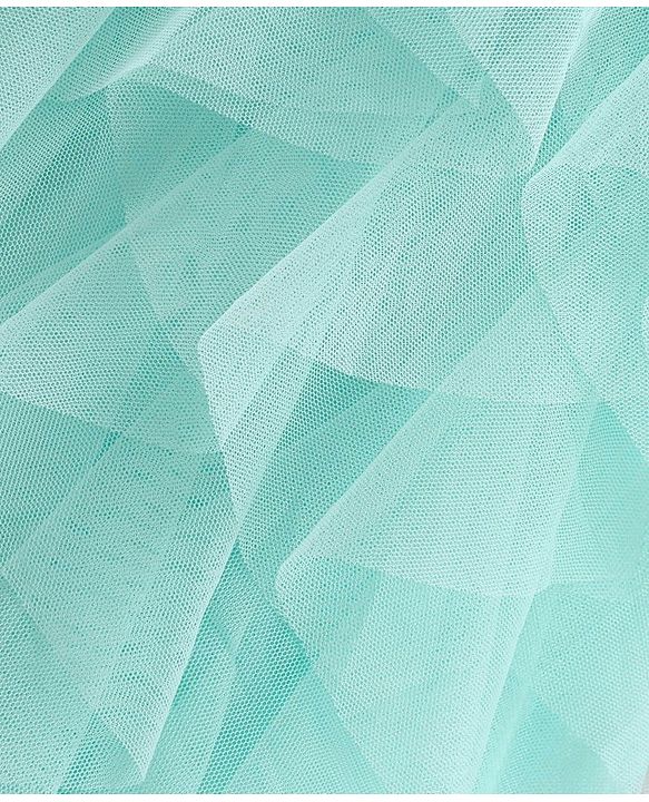 Babyhug Woven Sleeveless Party Wear Frilled Dress With Floral Applique - Mint Blue