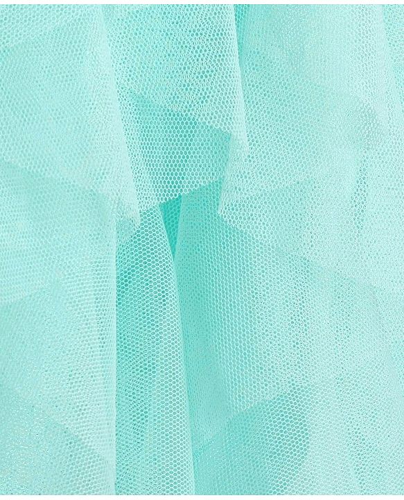 Babyhug Woven Sleeveless Party Wear Frilled Dress With Floral Applique - Mint Blue