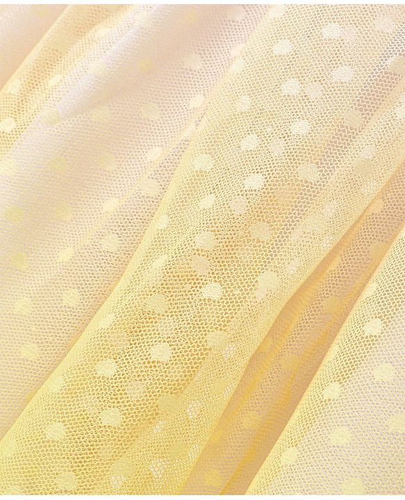 Babyhug Woven Sleeveless Fit and Flare Party Frock With Swiss Dot Mesh -Yellow