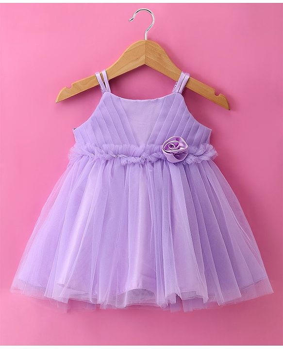 Babyhug Woven Sleeveless Singlet Sleeves  A Line Party Frock with Floral Applique -