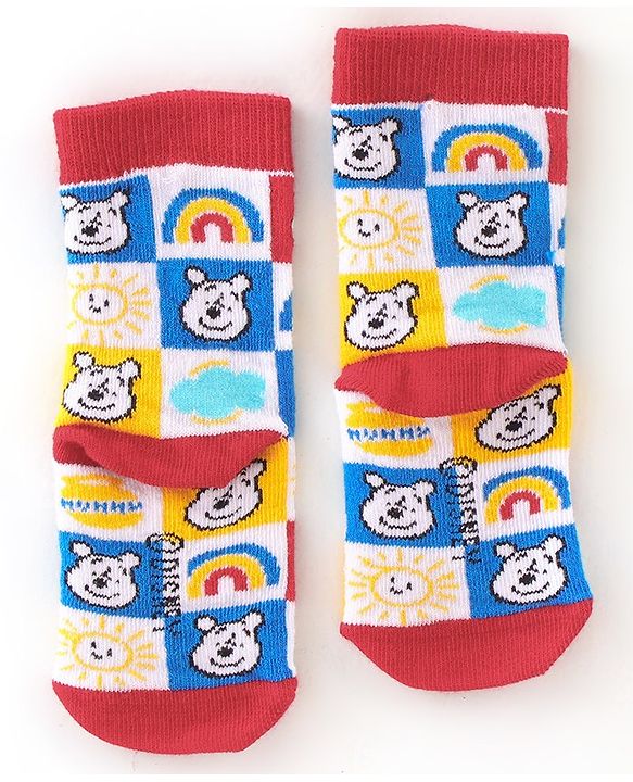 Cute Walk by Babyhug Cotton Disney Non Terry Anti-Bacterial Ankle Length Socks Winnie the Pooh Graphics Pack of 3- Multicolor