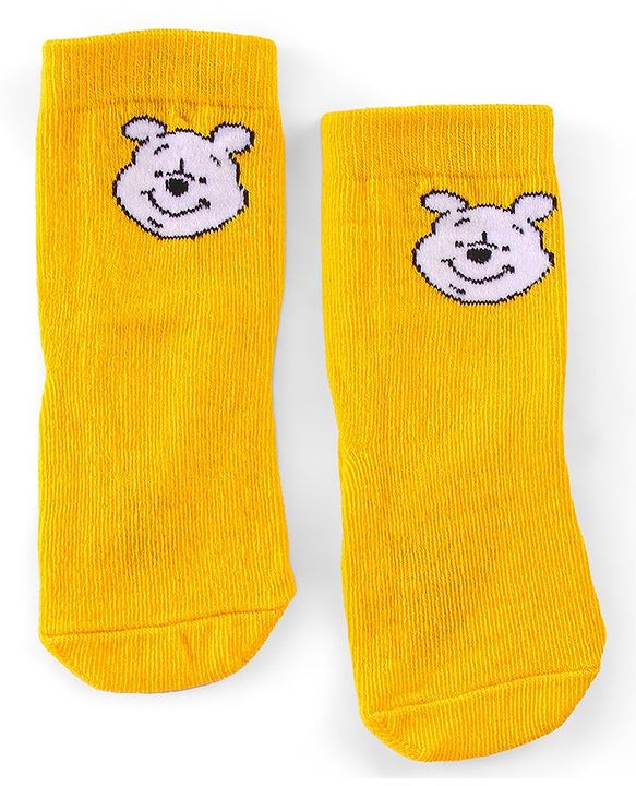 Cute Walk by Babyhug Cotton Disney Non Terry Anti-Bacterial Ankle Length Socks Winnie the Pooh Graphics Pack of 3- Multicolor