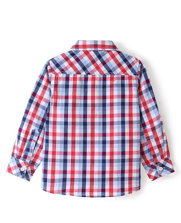 Babyhug 100% Cotton Woven Full Sleeves Checked Shirt - Multicolour