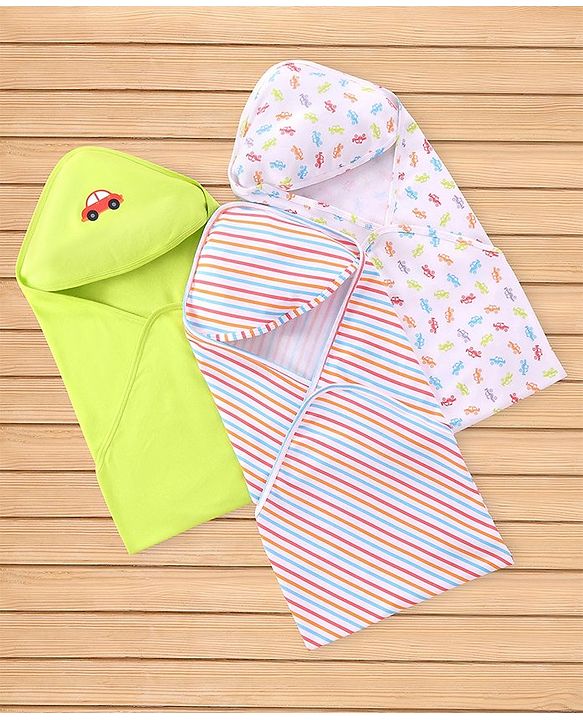 Babyhug Interlock Wrappers Pack of 3 L 76.2 x B 76.2 cm - Multicolour