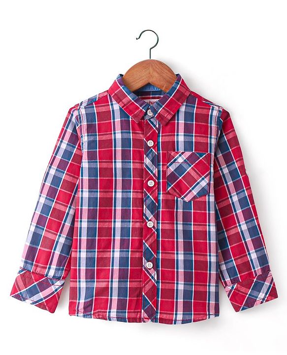 Babyhug Cotton Woven Full Sleeves Checked Shirt - Red