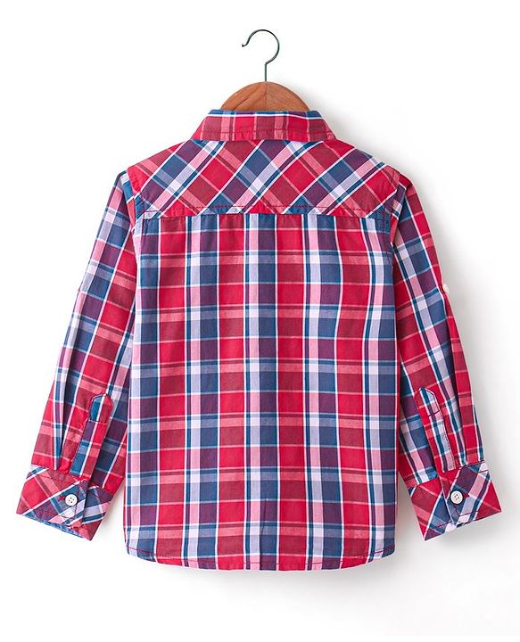 Babyhug Cotton Woven Full Sleeves Checked Shirt - Red
