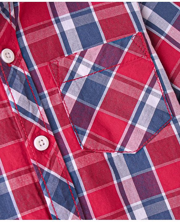Babyhug Cotton Woven Full Sleeves Checked Shirt - Red