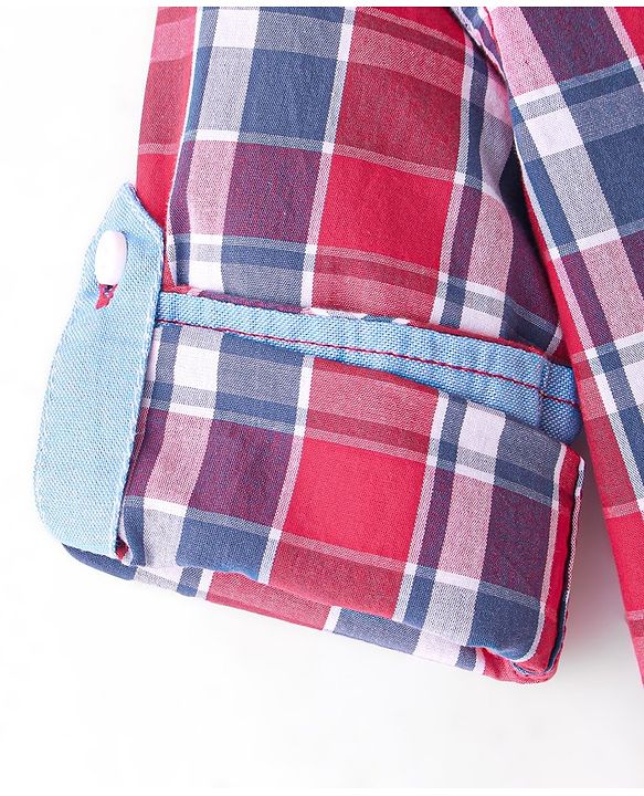 Babyhug Cotton Woven Full Sleeves Checked Shirt - Red