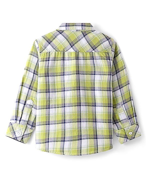 Babyhug Cotton Woven Full Sleeves Checked Shirt - Green