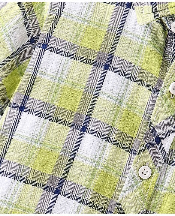Babyhug Cotton Woven Full Sleeves Checked Shirt - Green