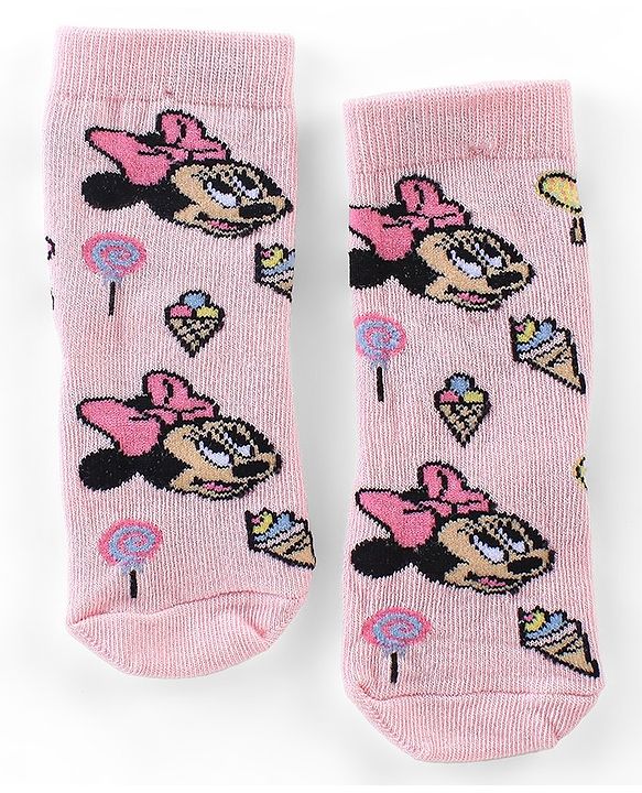 Cute Walk by Babyhug Disney   Anti-Bacterial Ankle Length Socks Minnie Mouse & Polka Dot Graphics Pack of 3- Pink & Blue