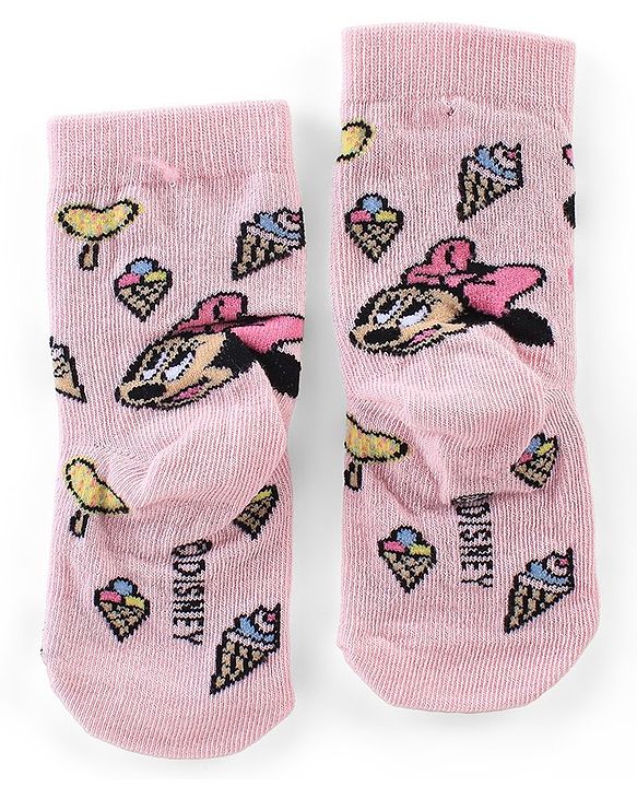 Cute Walk by Babyhug Disney   Anti-Bacterial Ankle Length Socks Minnie Mouse & Polka Dot Graphics Pack of 3- Pink & Blue