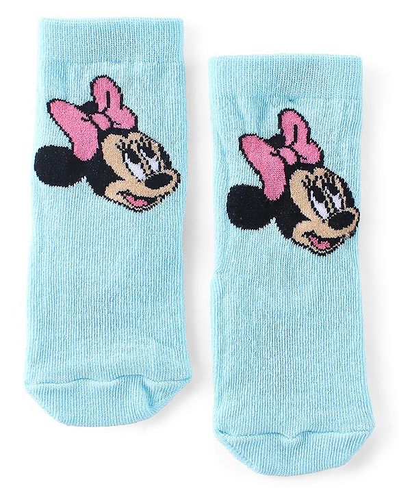 Cute Walk by Babyhug Disney   Anti-Bacterial Ankle Length Socks Minnie Mouse & Polka Dot Graphics Pack of 3- Pink & Blue