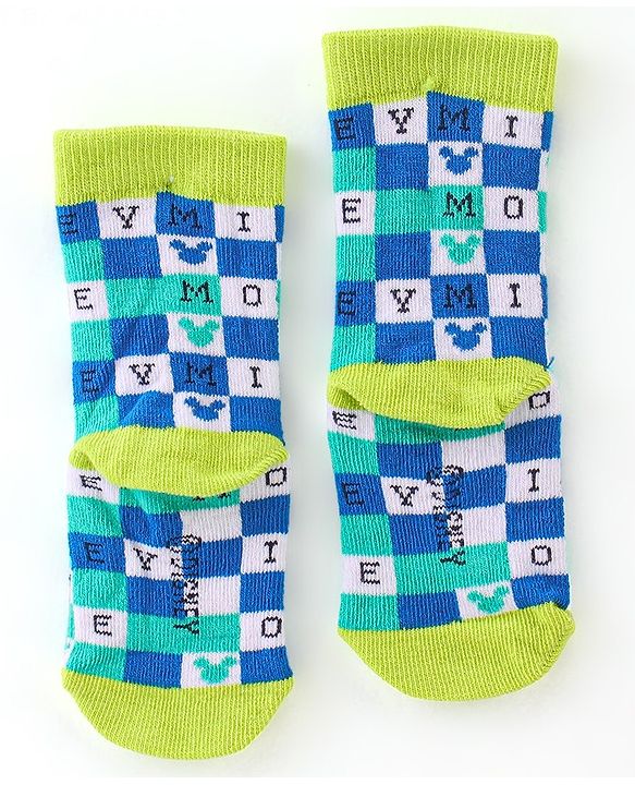Cute Walk by Babyhug Disney   Anti-Bacterial Ankle Length  Striped Solid & Mickey Mouse Graphics Pack of 3- Blue & Green
