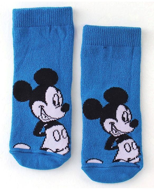 Cute Walk by Babyhug Disney   Anti-Bacterial Ankle Length  Striped Solid & Mickey Mouse Graphics Pack of 3- Blue & Green