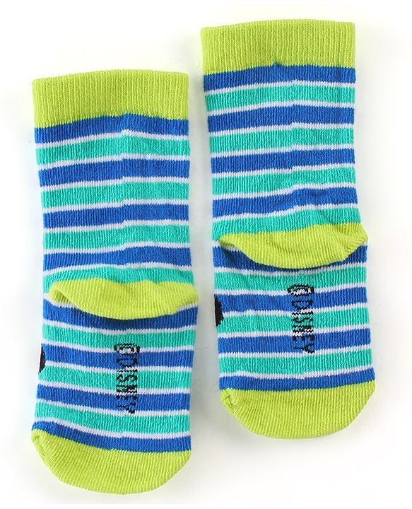 Cute Walk by Babyhug Disney   Anti-Bacterial Ankle Length  Striped Solid & Mickey Mouse Graphics Pack of 3- Blue & Green