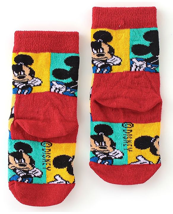 Cute Walk by Babyhug Disney   Anti-Bacterial Ankle Length Mickey Mouse Graphics Pack of 3- Blue & Red