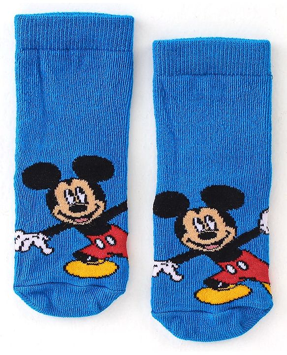 Cute Walk by Babyhug Disney   Anti-Bacterial Ankle Length Mickey Mouse Graphics Pack of 3- Blue & Red