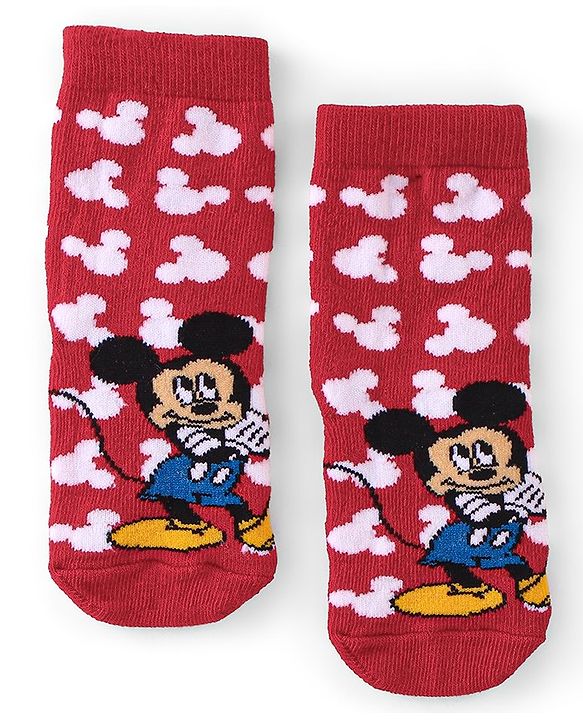 Cute Walk by Babyhug Disney   Anti-Bacterial Ankle Length Mickey Mouse Graphics Pack of 3- Blue & Red