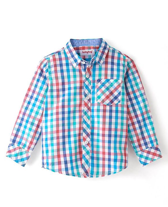 Babyhug 100% Cotton Woven Full Sleeves Checked Shirt - Multicolour