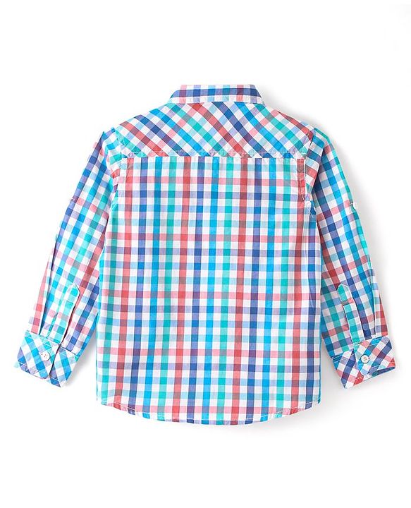 Babyhug 100% Cotton Woven Full Sleeves Checked Shirt - Multicolour