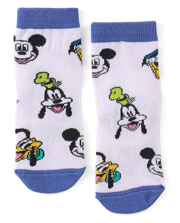 Cute Walk by Babyhug Disney Ankle Length Anti-Bacterial Mickey Mouse Graphics Socks Pack of 3 - Multicolour