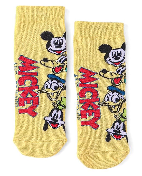 Cute Walk by Babyhug Disney Ankle Length Anti-Bacterial Mickey Mouse Graphics Socks Pack of 3 - Multicolour