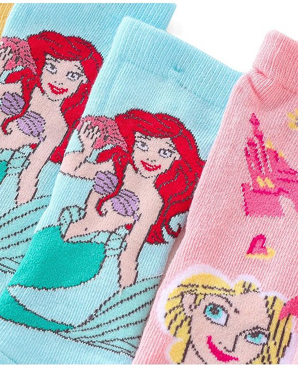 Cute Walk by Babyhug Disney Ankle Length Anti-Bacterial Princess Graphics Socks Pack of 3 - Multicolour