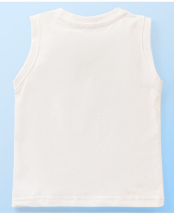 Babyhug Cotton Woven Half Sleeves Checked Shirt With Sleeveless T shirt  Text Print - Red & White