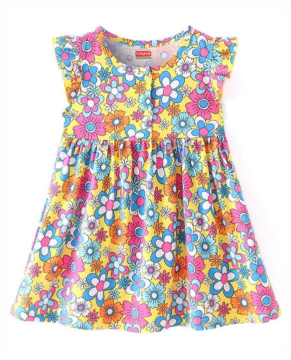 Babyhug Single Jersey Knit Sleeveless Frock with Bloomer Floral Print - Multicolor