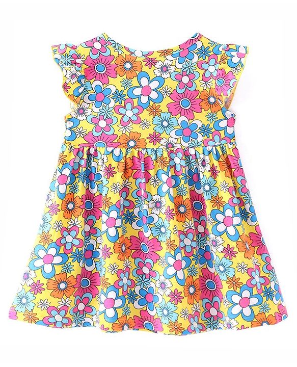 Babyhug Single Jersey Knit Sleeveless Frock with Bloomer Floral Print - Multicolor