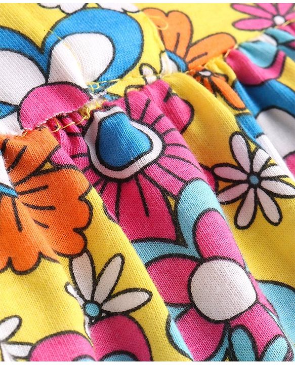 Babyhug Single Jersey Knit Sleeveless Frock with Bloomer Floral Print - Multicolor