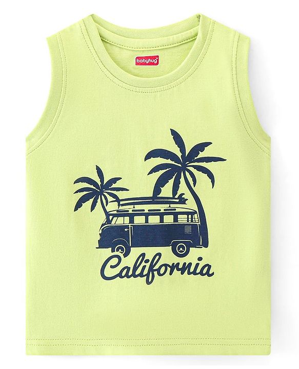 Babyhug Cotton Woven Half Sleeves Checked Shirt & California Print T-Shirt - Multicolor