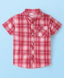 Babyhug 100% Cotton Woven Half Sleeves Regular Collar Check Shirt with Text Print T- Shirt-Multicolour