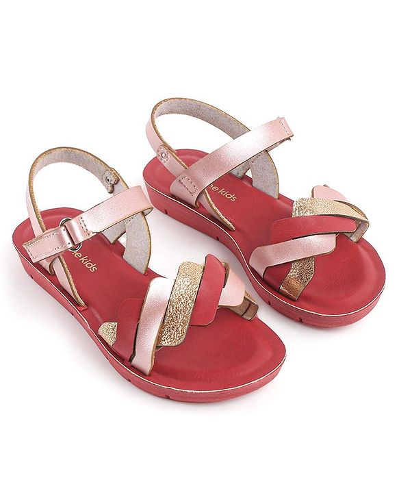 Pine Kids Sandals with Velcro Closure  -Red