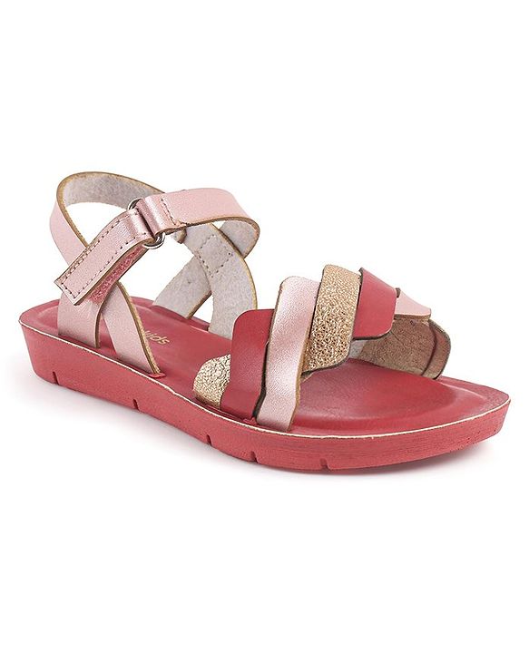 Pine Kids Sandals with Velcro Closure  -Red